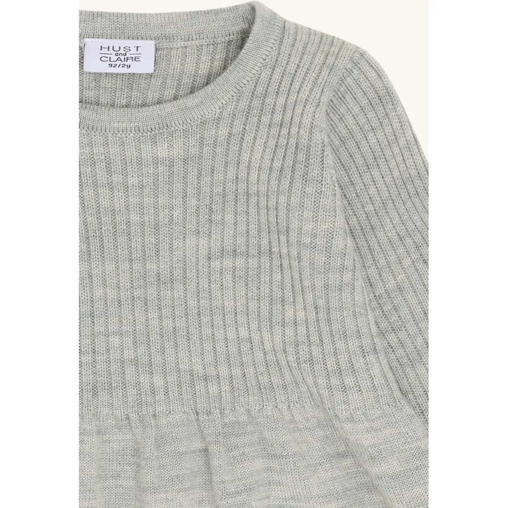 Hust & Claire HCDuri Wool Knit strikkjole uld grå