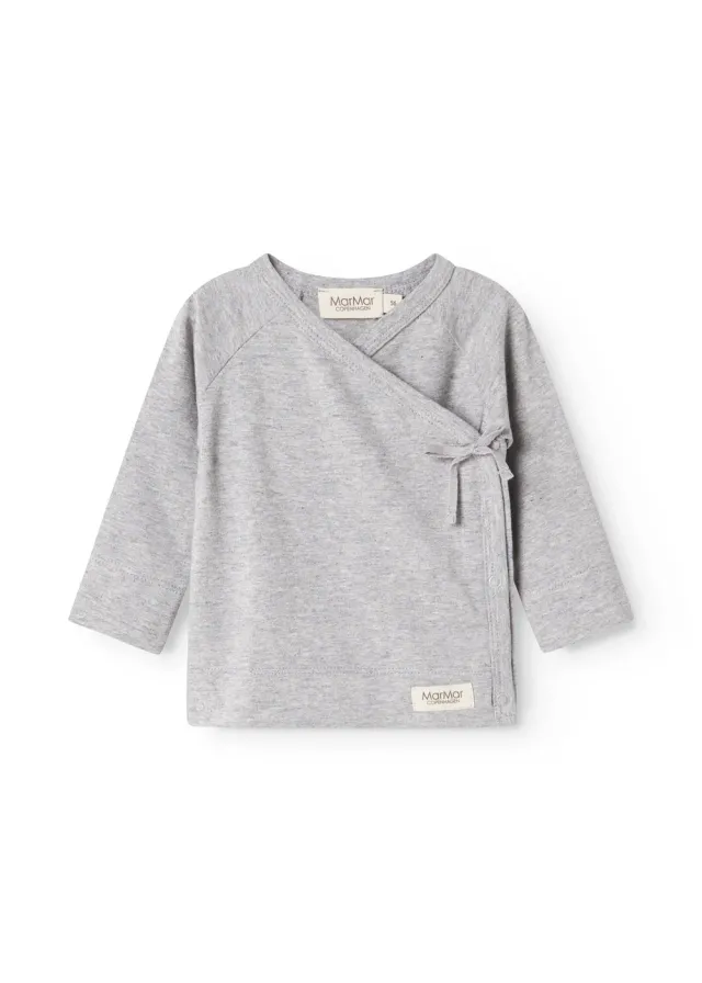 MarMar Tut Wrap LS bluse Light Grey Melange slå-om