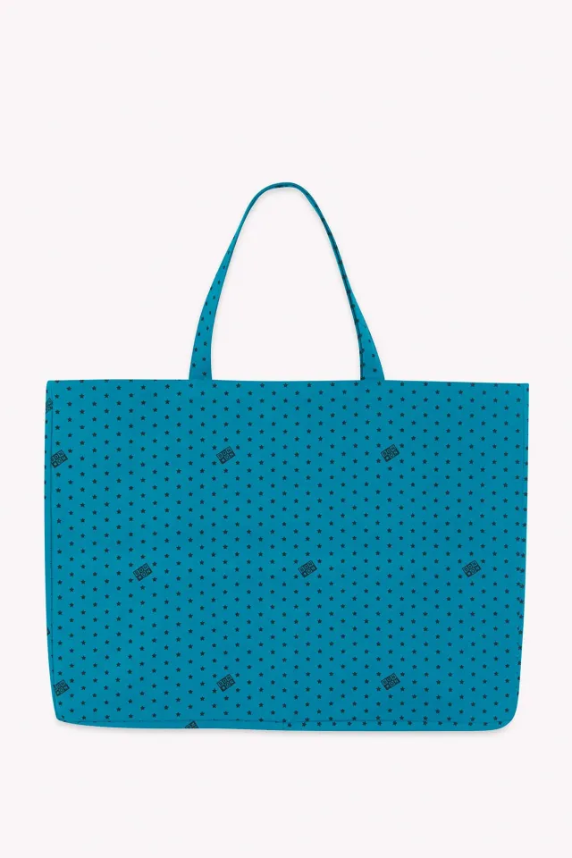 Bonton Jo Nordic Sea shopper turkis bomuld