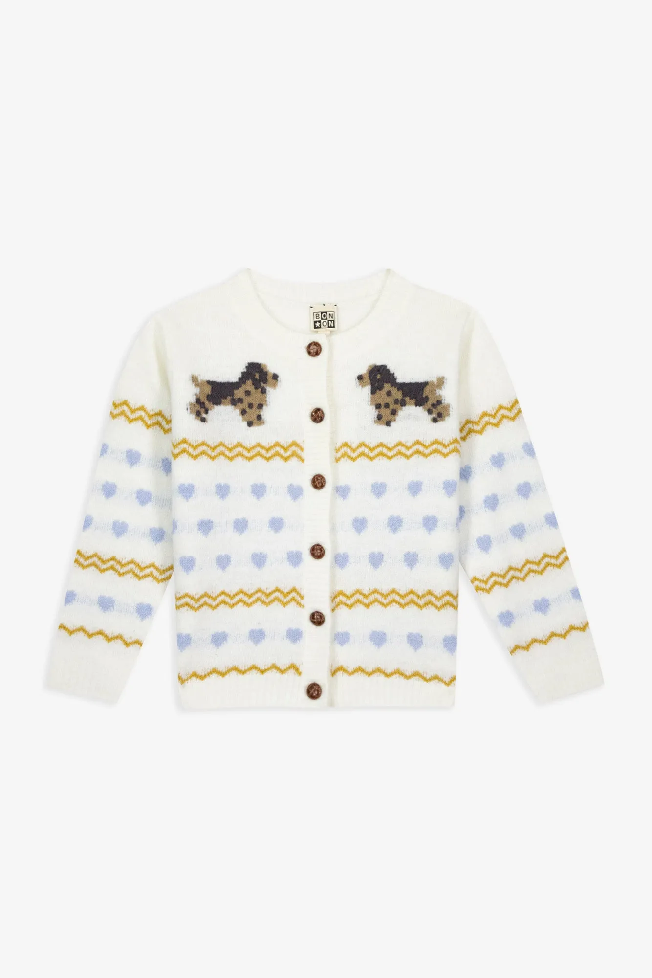 Bonton Paula Milk cardigan uld hunde jacquard