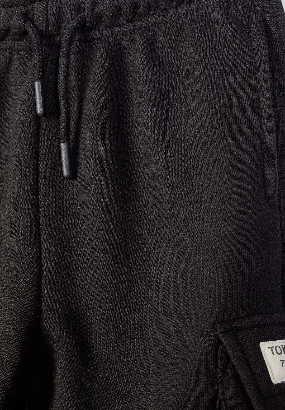 Minoti 44789 sæt sweatshirt shorts sort str 128