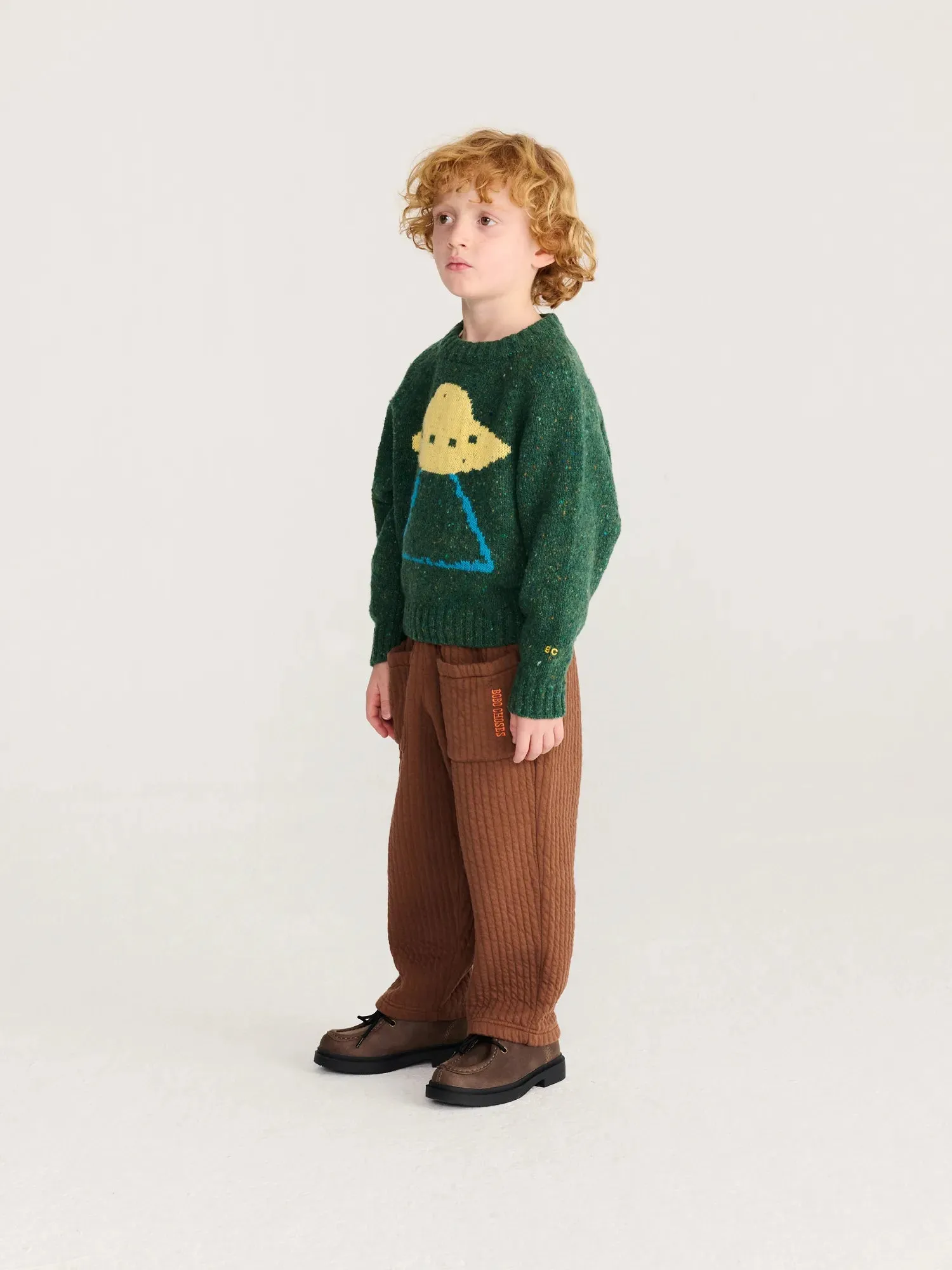 Bobo Choses Pixel Abduction striktrøje mørkegrøn uld