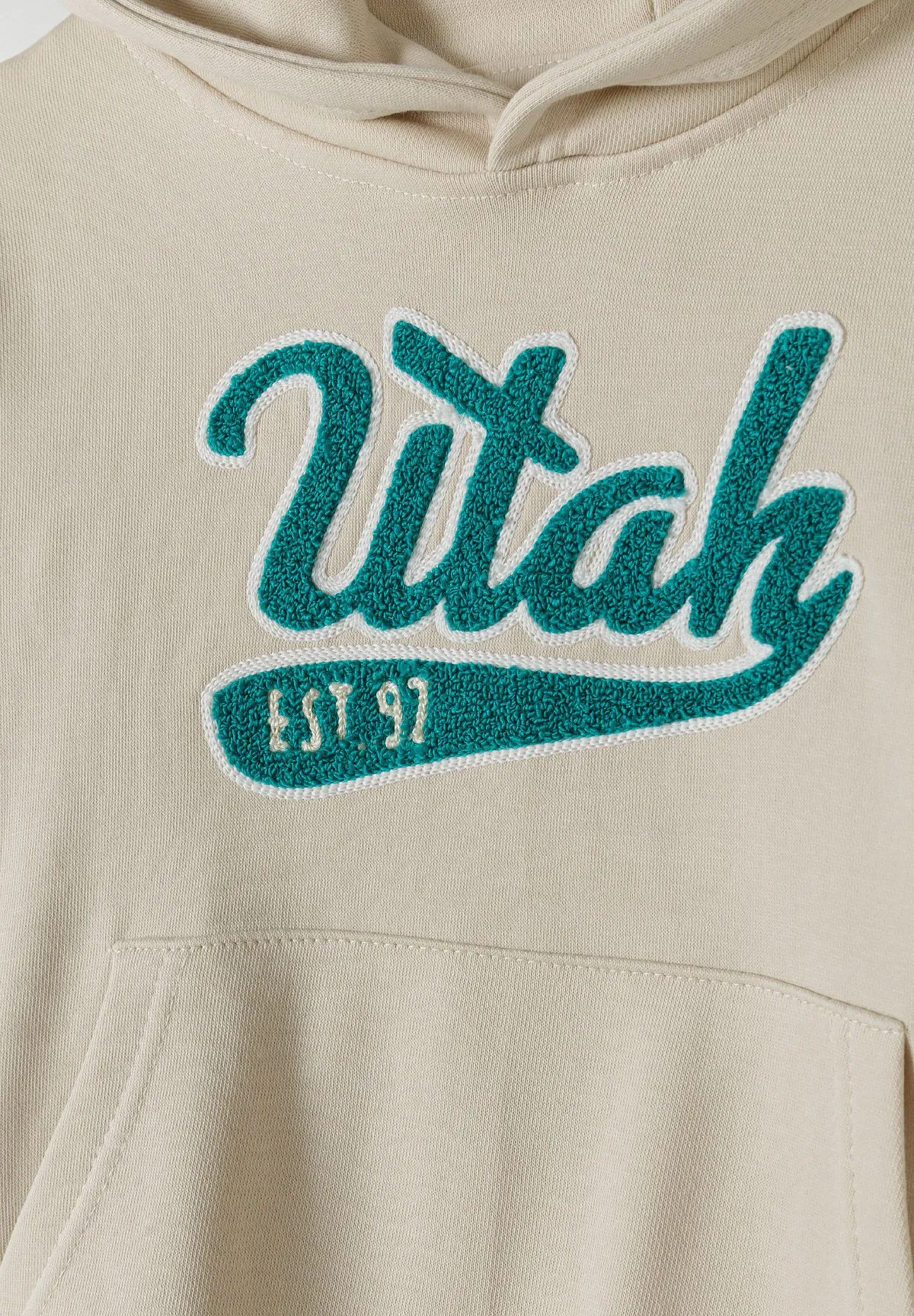 Minoti 42570 hoodie til drenge creme oversize bomuld