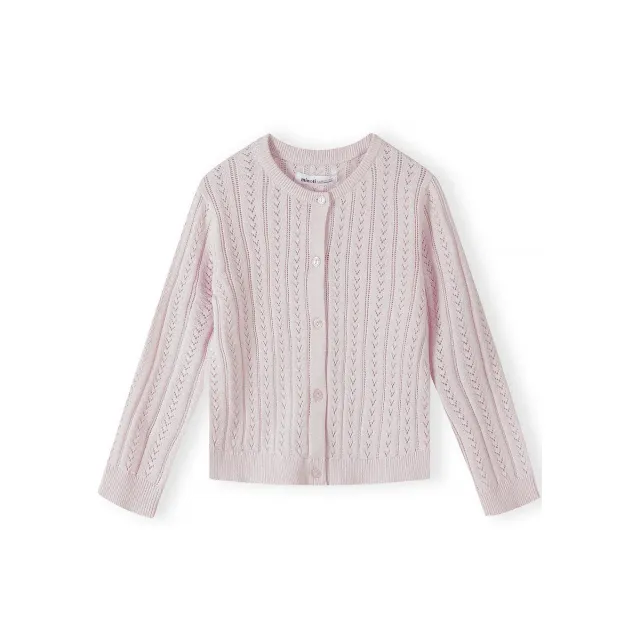 Minoti 45692 cardigan lyserød hulmønster piger