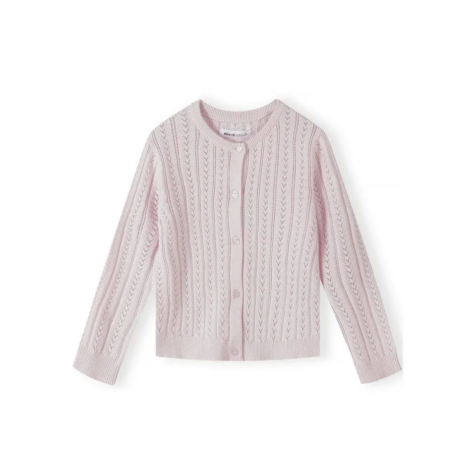 Minoti 45692 cardigan lyserød hulmønster piger