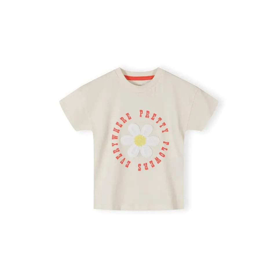 Minoti t-shirt creme blomst bomuld