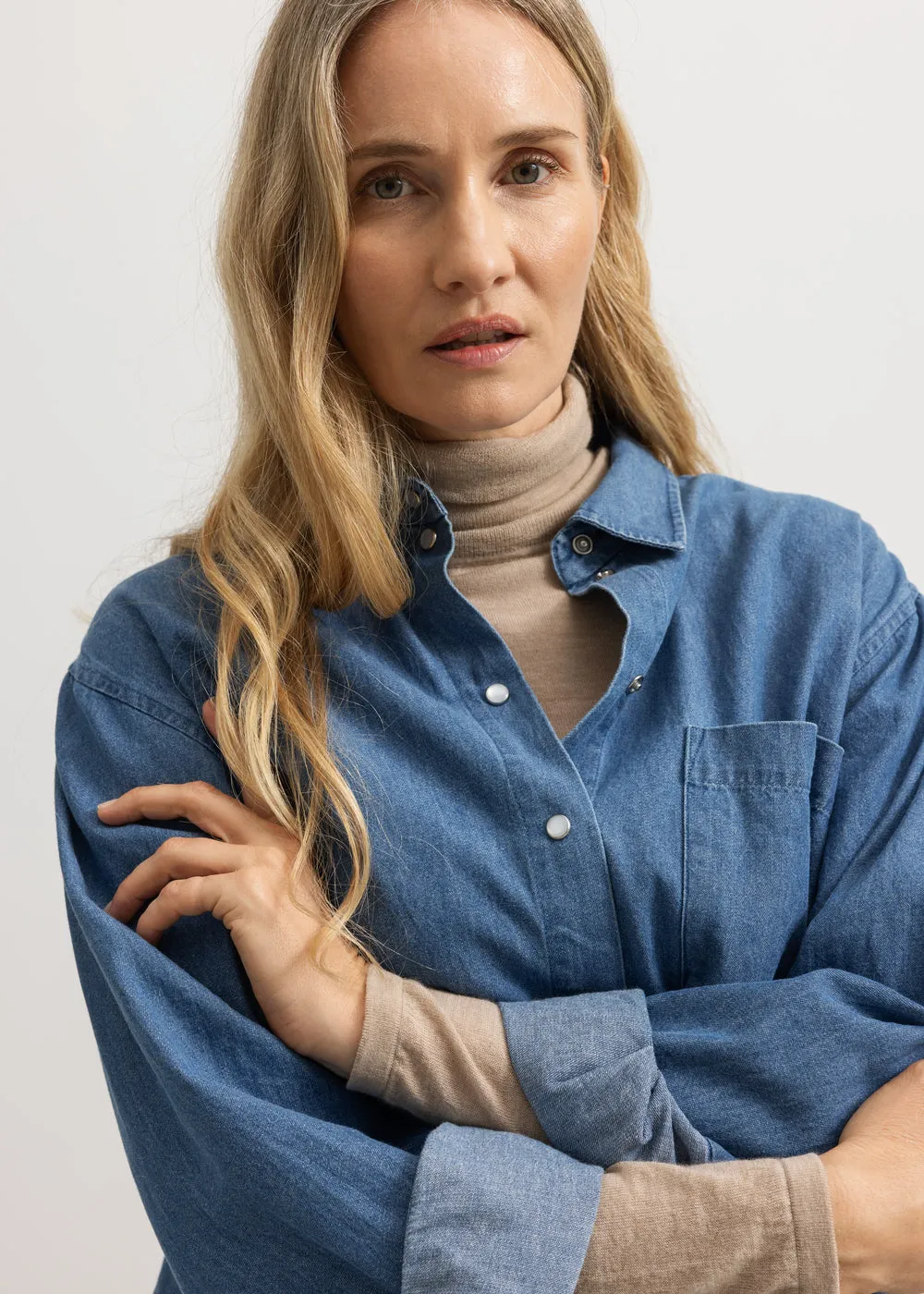 MarMar Telo W skjorte Blue Denim blød bomuld
