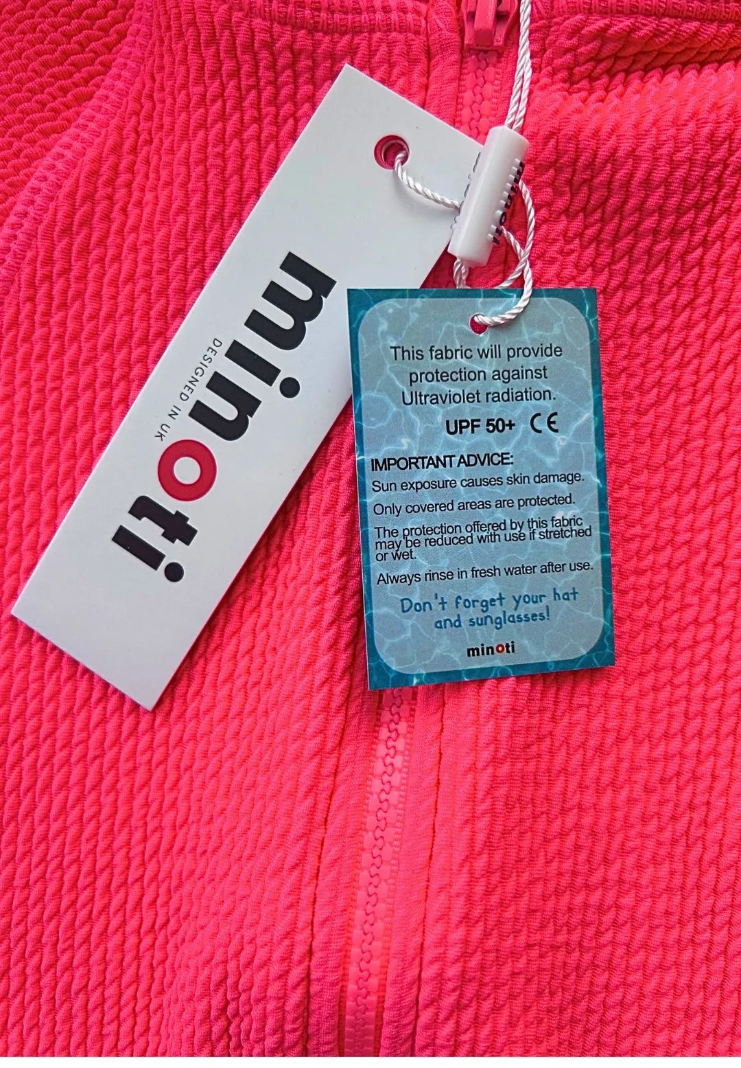 Minoti badedragt pink langærmet polyester