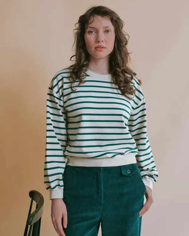 Emile et Ida sweatshirt grøn stribet øko bomuld