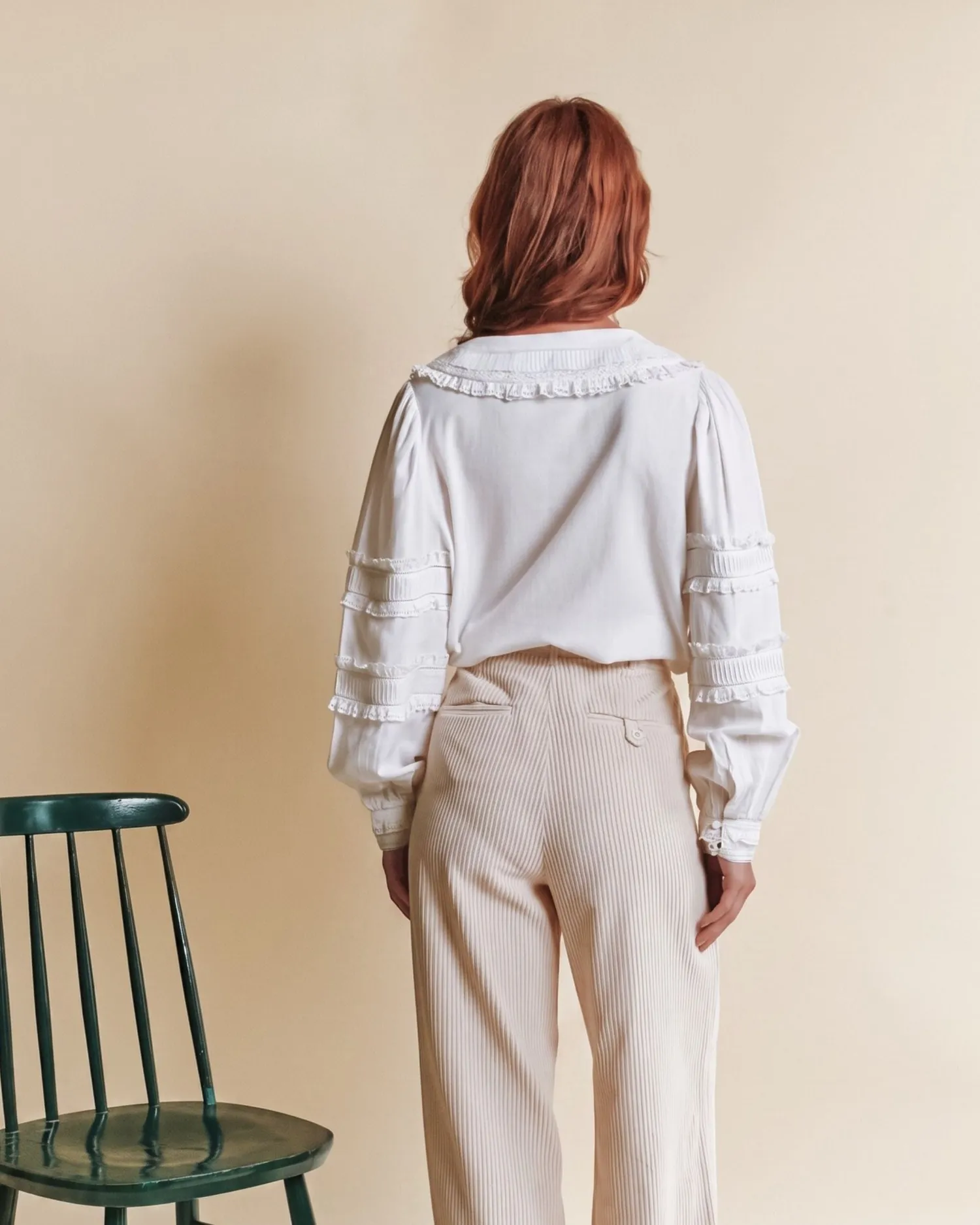 Emile et Ida Ecume bluse ecru blonde økobomuld