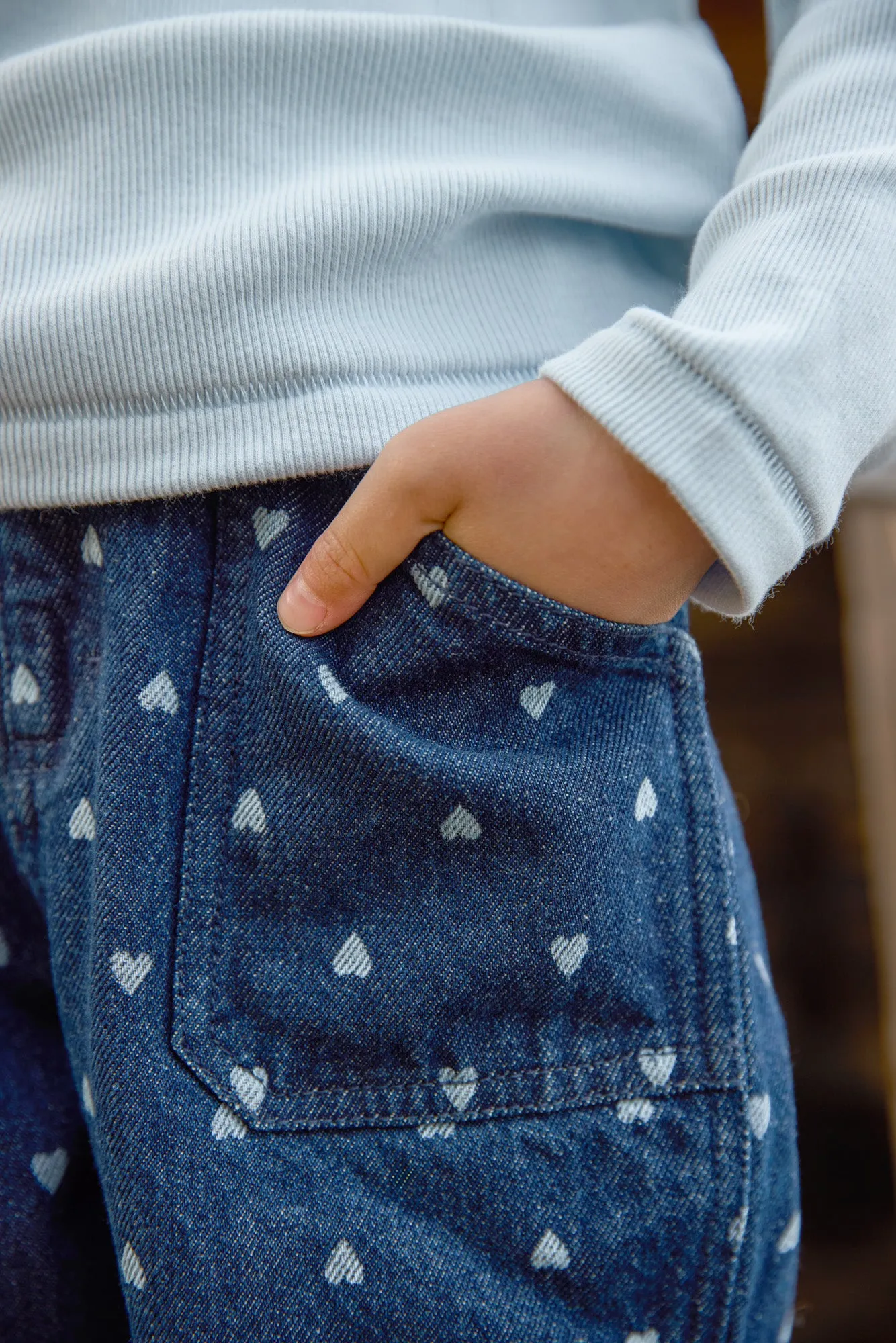 Bonton Lino Denim Coeurs jeans 2A bla hjerter