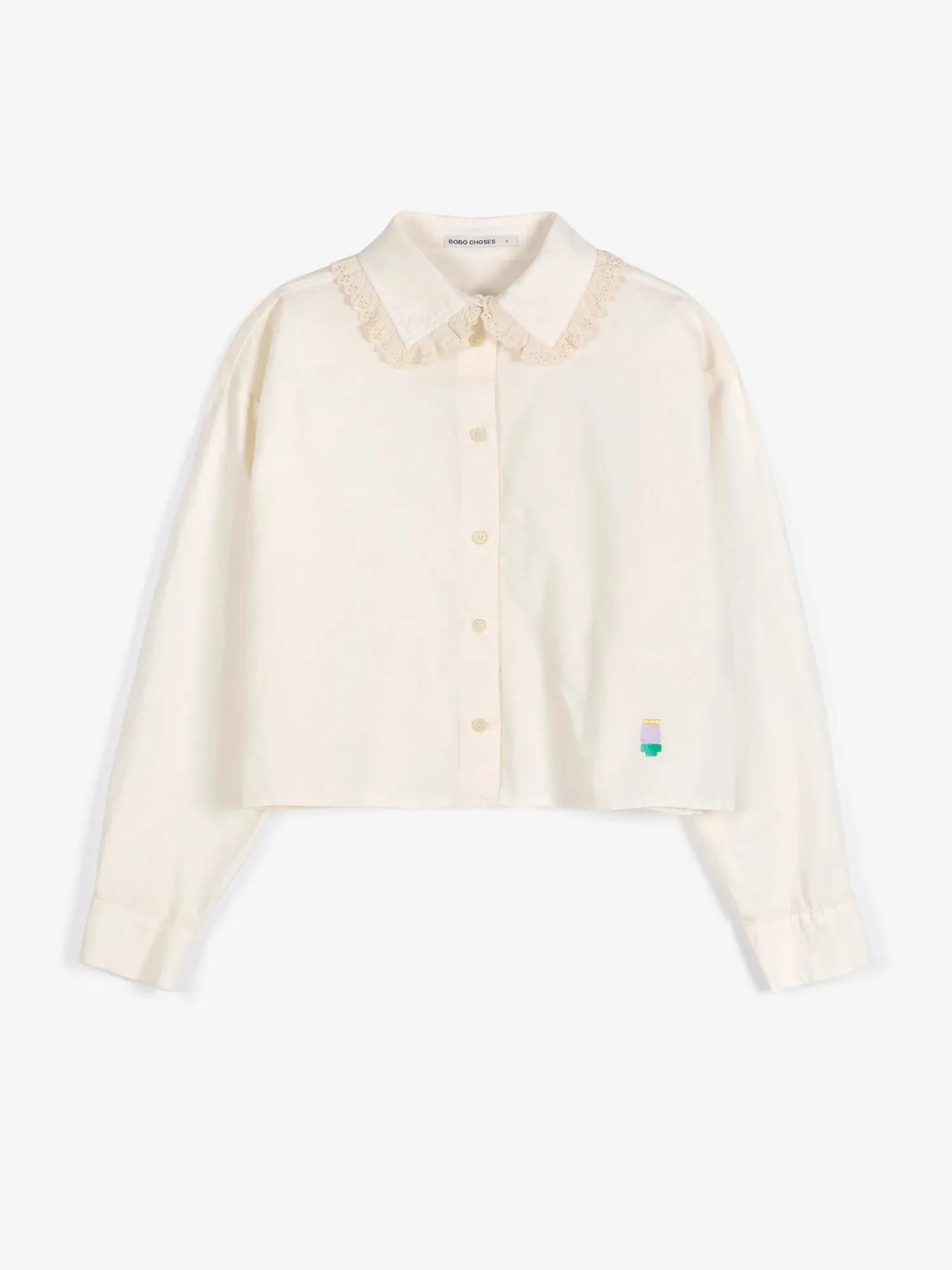 Bobo Choses All About Monsters Lace ending poplin skjorte offwhite