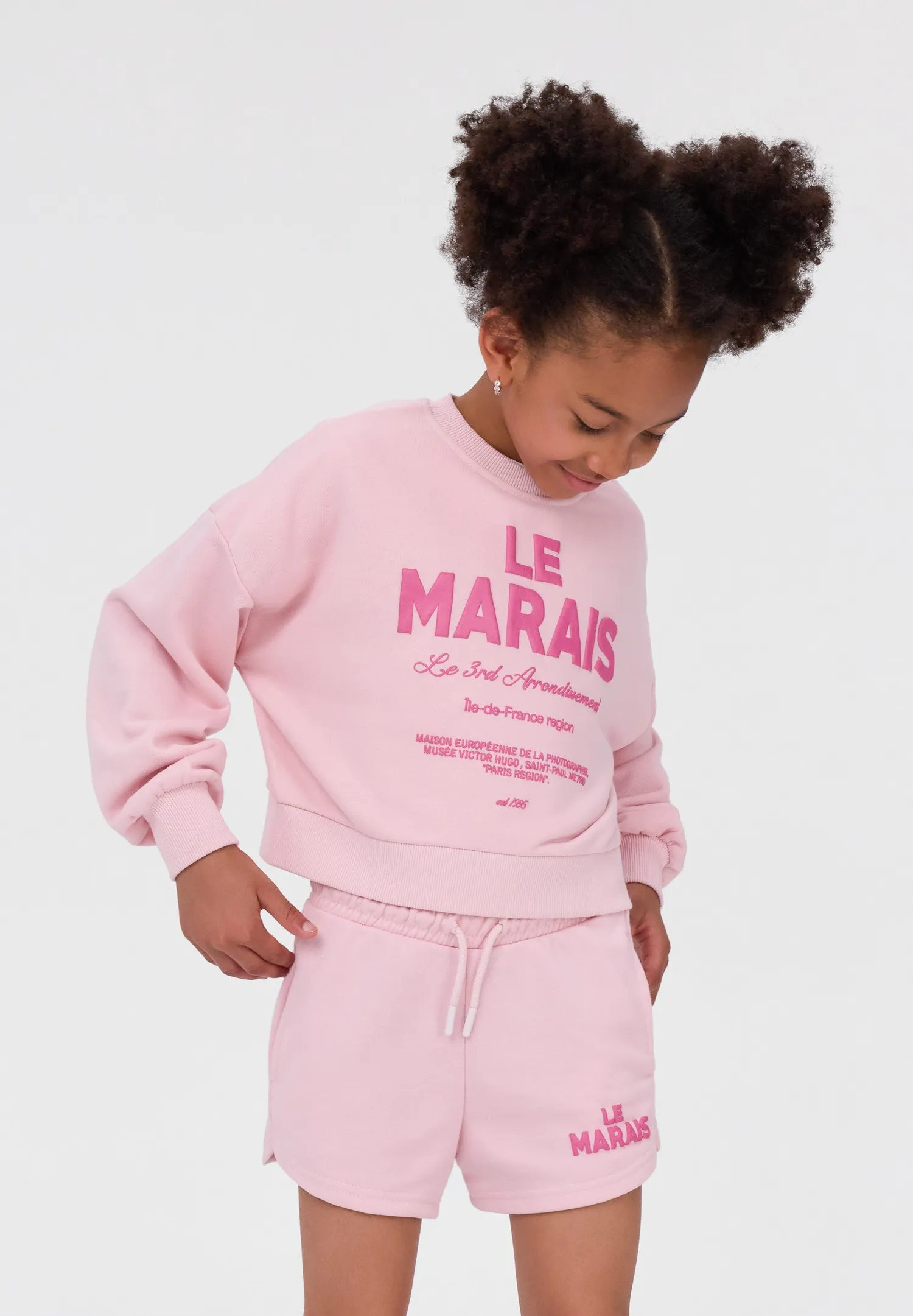 Minoti 44759 sweatsæt lyserød shorts 2 dele