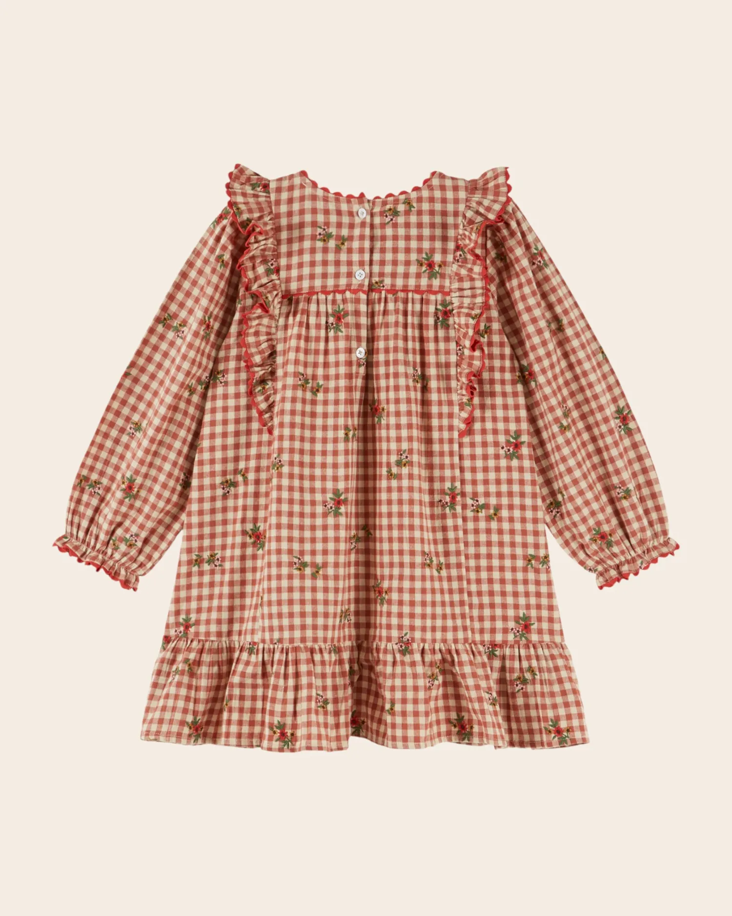 Emile et Ida Vichy Broderi kjole terracotta vichy
