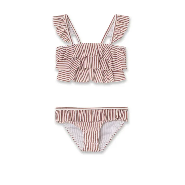 MINI A TURE Giulia bikini Acorn Brown Stripes UV50+