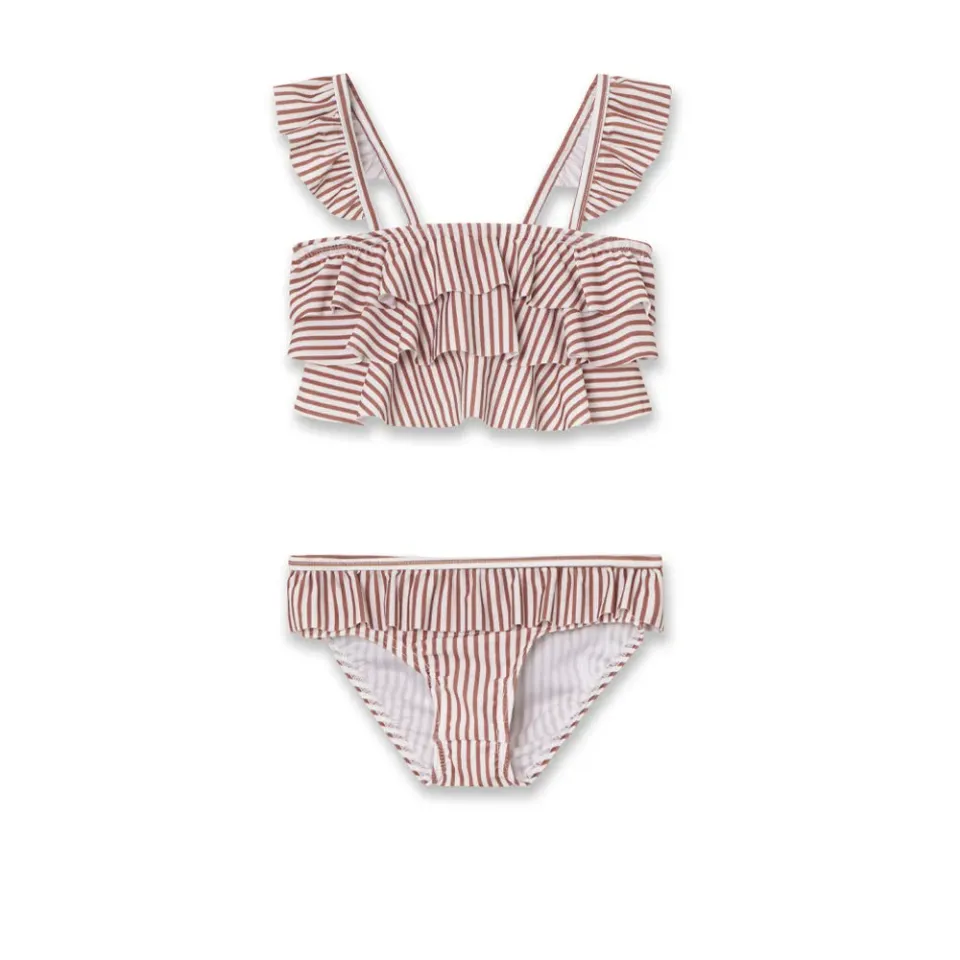 MINI A TURE Giulia bikini Acorn Brown Stripes UV50+
