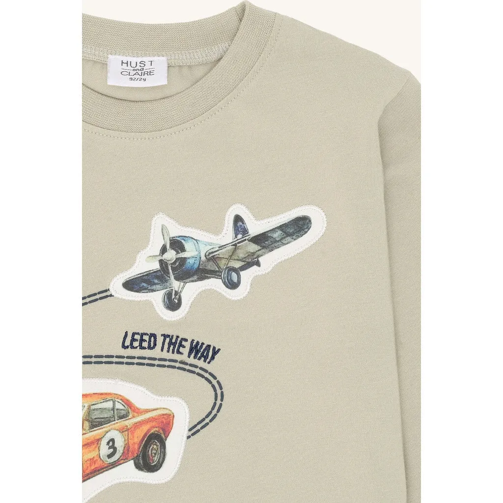 Hust & Claire Anton Retro road langærmet T-shirt Greene Stone