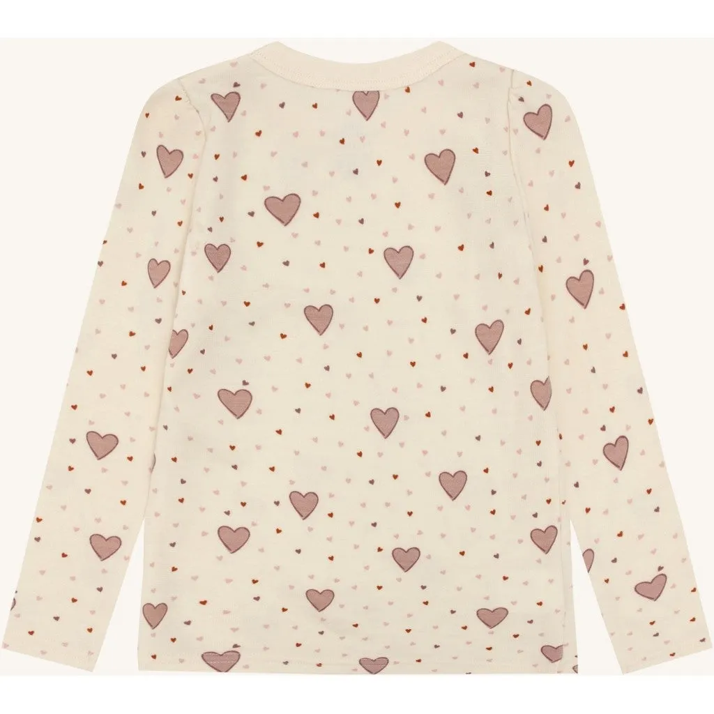 Hust & Claire HC Abba Hearts Puff bluse Off White uld