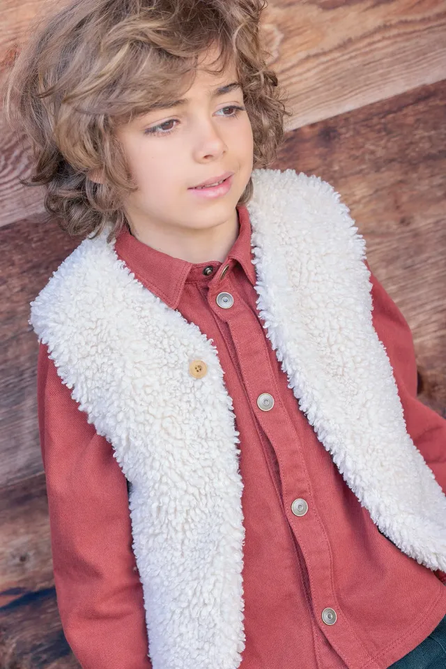 Bonton Beti Sherpa vest ecru teddy