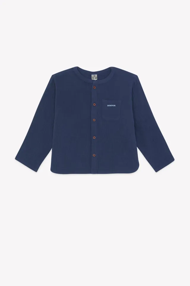 Bonton Never Blue skjorte bomuld never blue maokrave