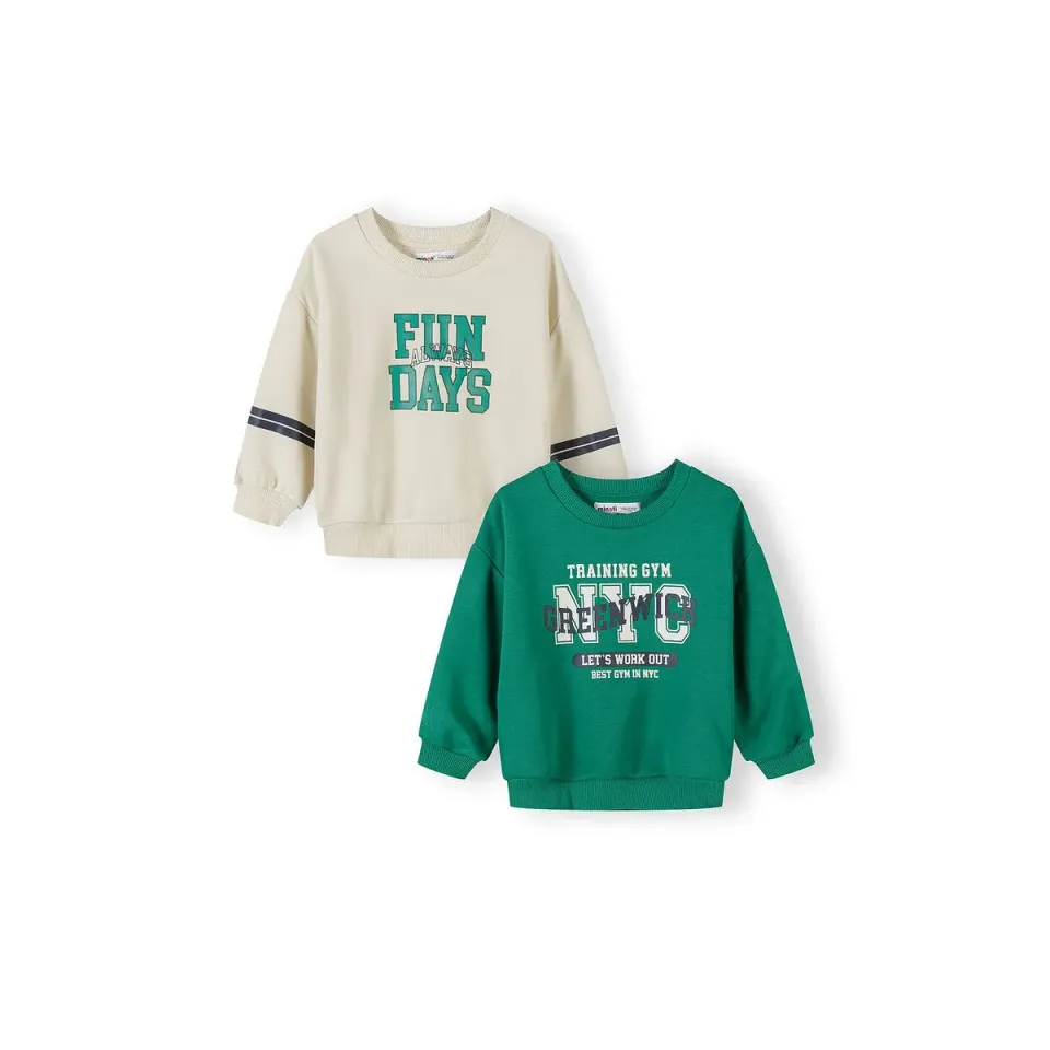 Minoti 44762 sweatshirt 2-pak grøn creme til drenge