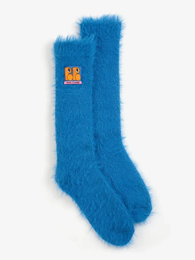 Booo Bo Choses Tag furry socks S 2/5Y blå