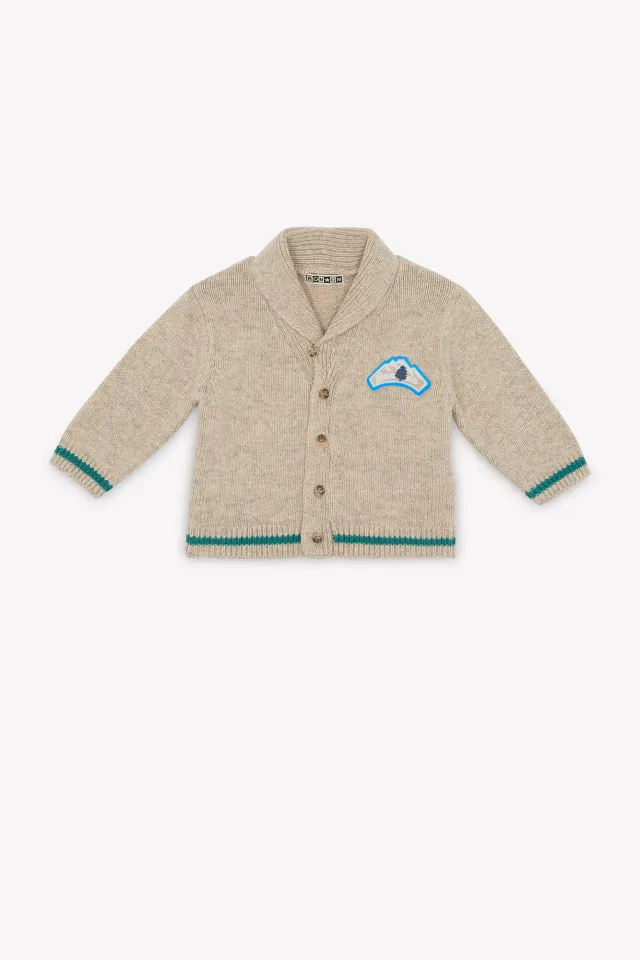 Bonton Hubert Renne cardigan beige bomuld sjalhals