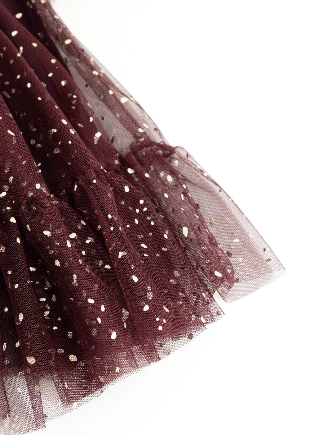 MarMar Copenhagen Daya tylkjole Deep Mulberry guldprikker