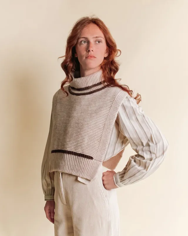 Emile et Ida rullekrave beige merinould 29x41 cm