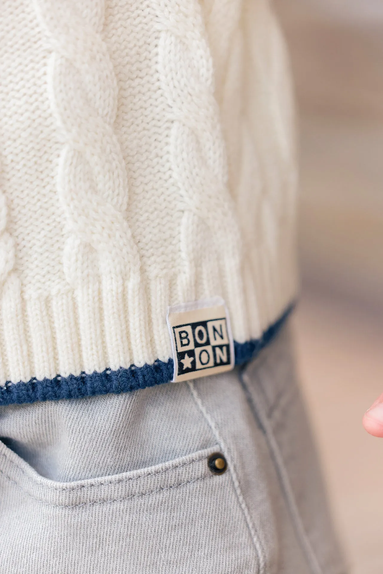 Bonton Maylon sweater mouton strik ecru 4-14 år
