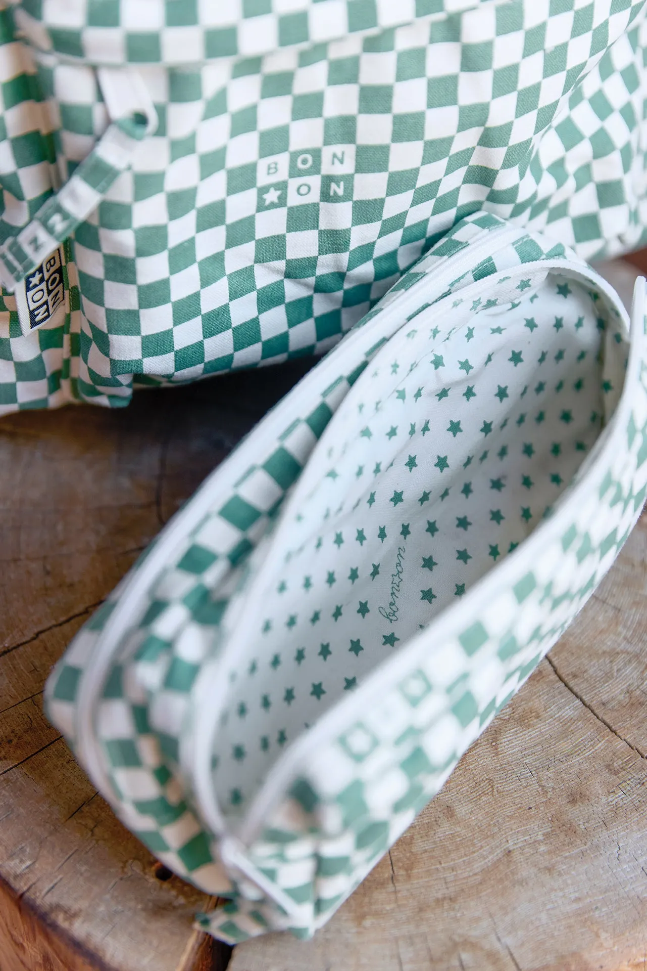 Bonton Damier Vert penalhus grøn tern 22 cm