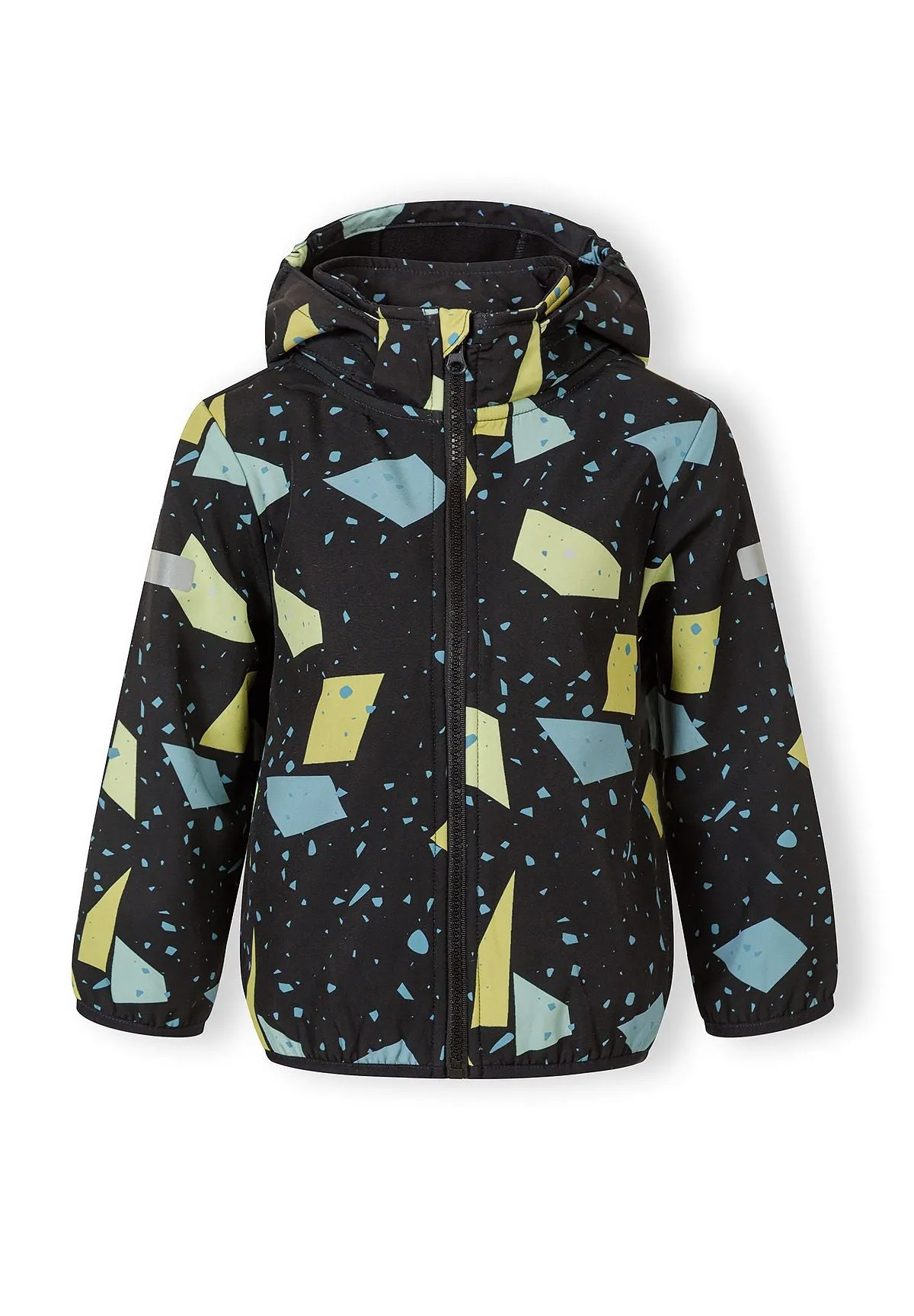 Minoti 44594 softshelljakke sort grafisk print