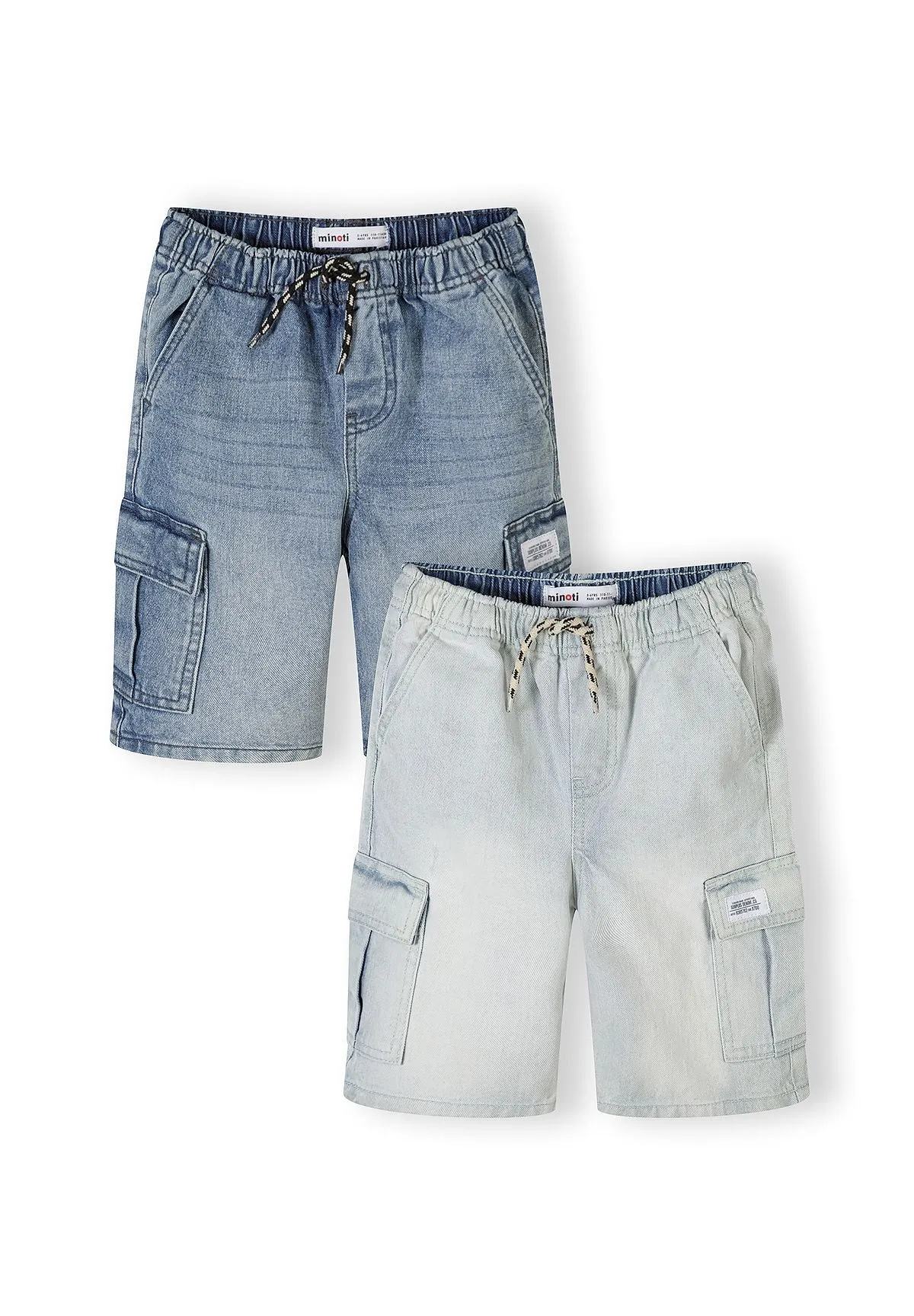 Minoti 44945 cargoshorts til drenge 2-pak lyseblå denim
