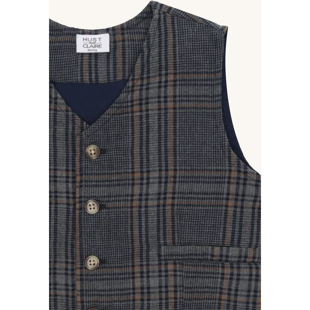 Hust & Claire HCEick Check vest grey blend bomuld