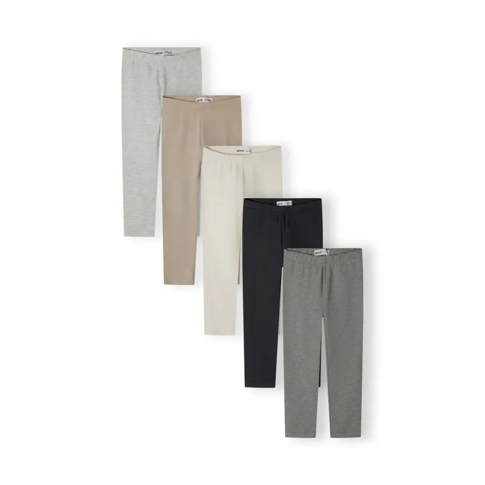 Minoti 44304 leggings natur 5-pak piger bomuld
