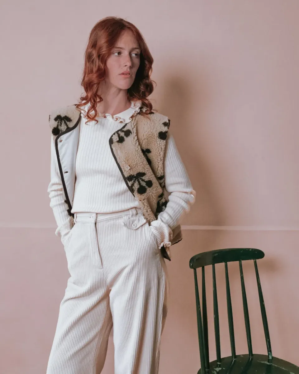 Emile et Ida Etincelle Cerise vest beige kirsebær
