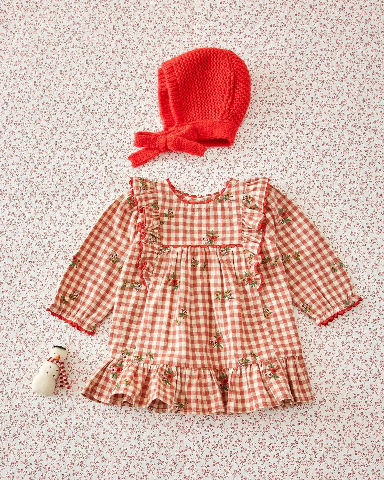 Emile et Ida Vichy Broderi kjole terracotta vichy