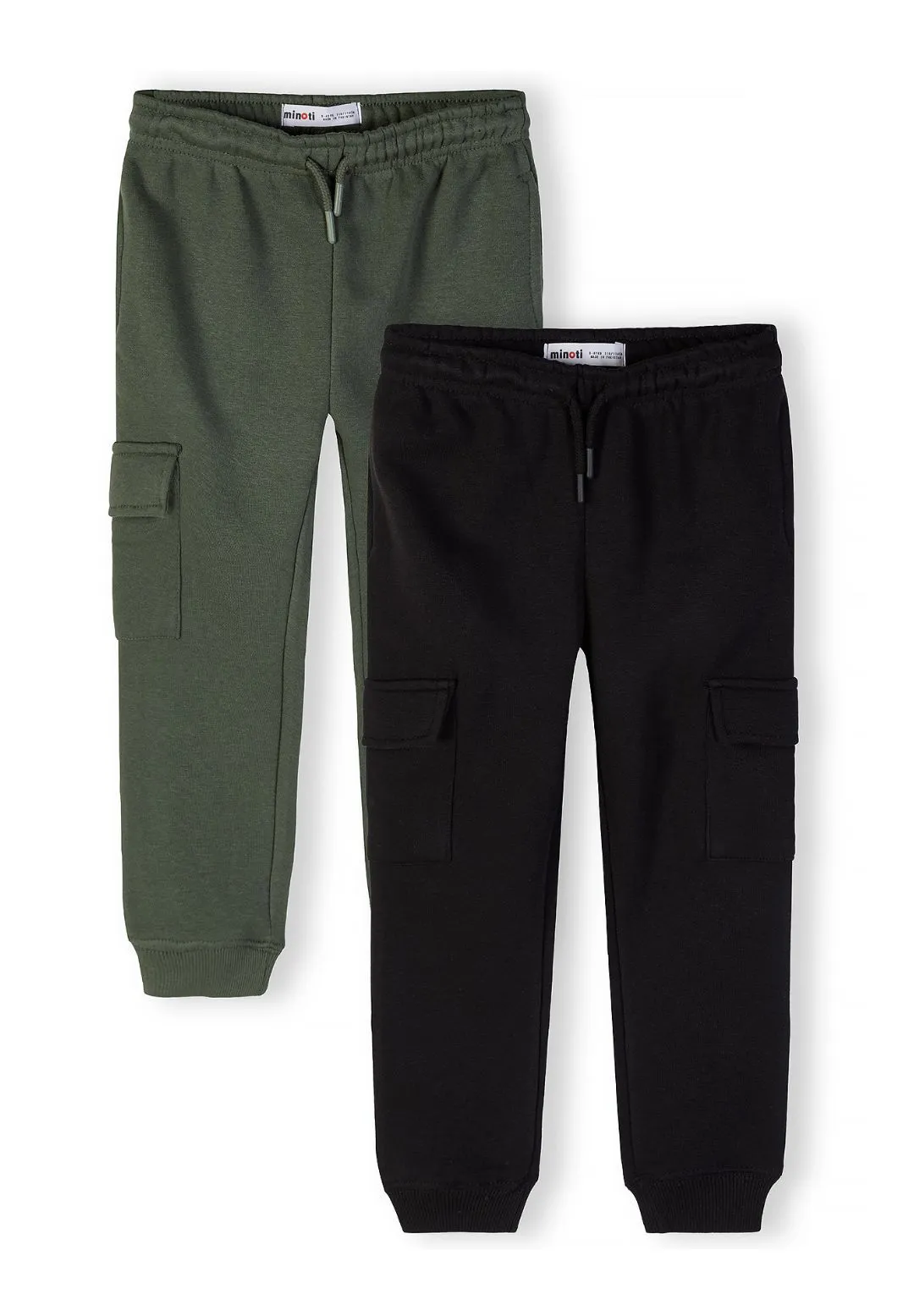 Minoti 44795 cargo joggingbukser 2-pak sort khaki bomuld