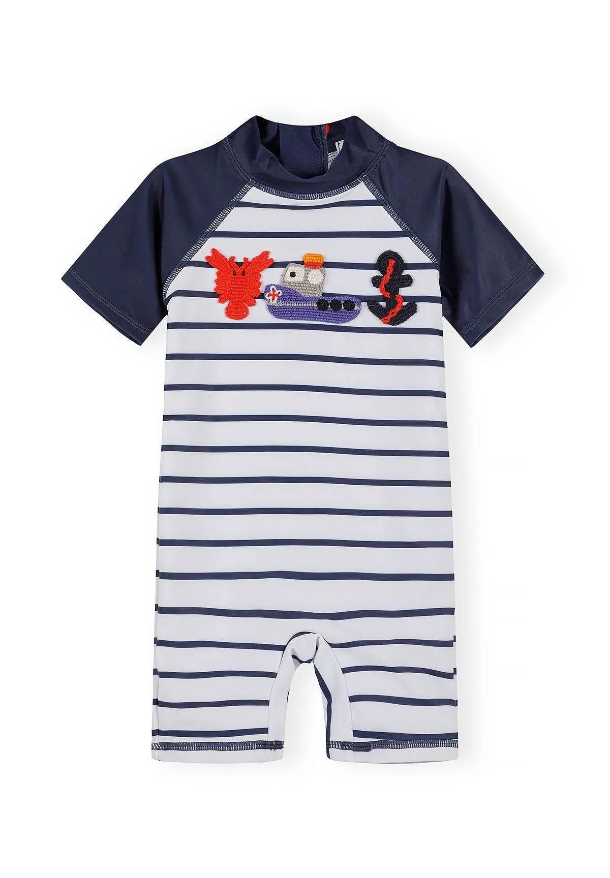 Minoti 44501 badeshirt marine stribet drenge