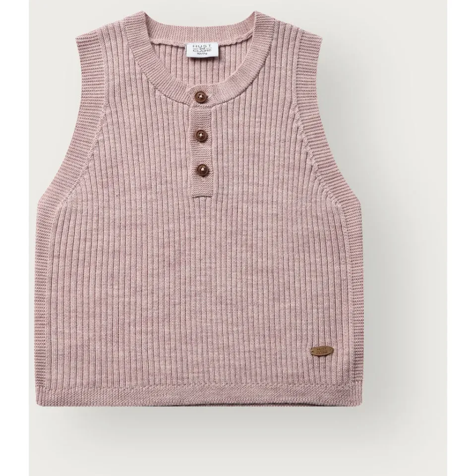 Hust & Claire HCEdi Wool Rib strikvest Heather uld