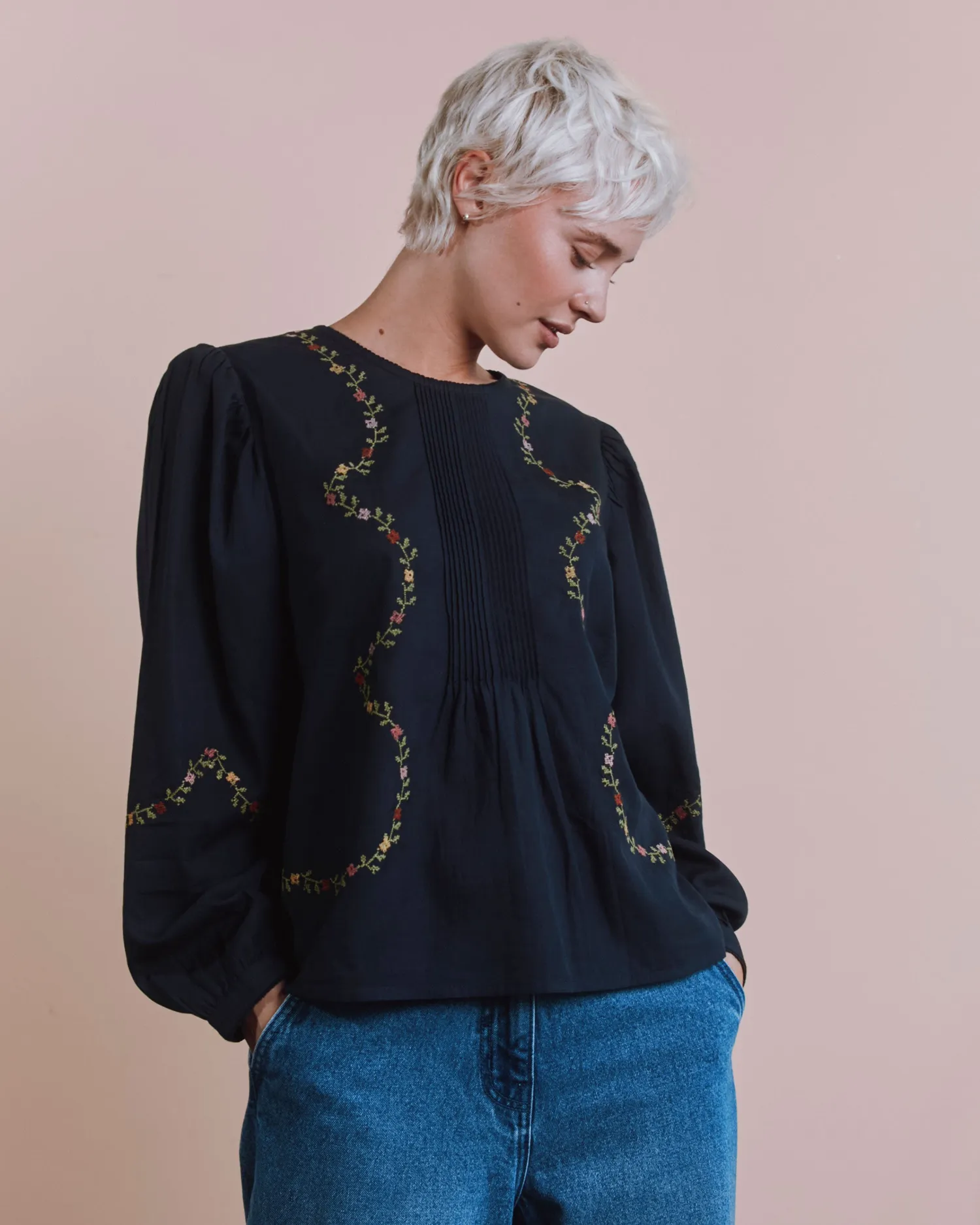 Emile et Ida Estelle bluse sort dame broderet