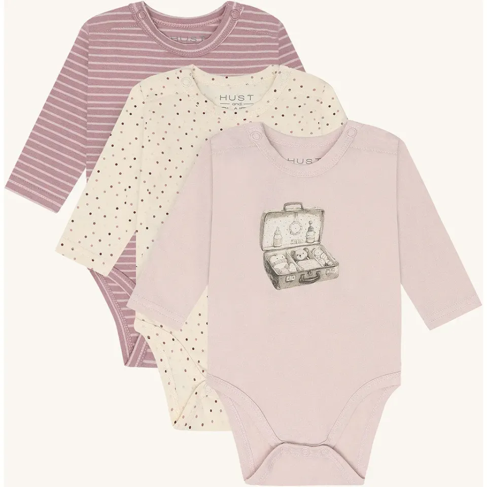 Hust & Claire Base 3-pack bodystockinger Hushed Pink bomuld