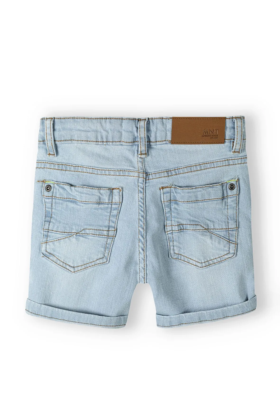 Minoti 38493 jeansshorts denim lyseblå opslag
