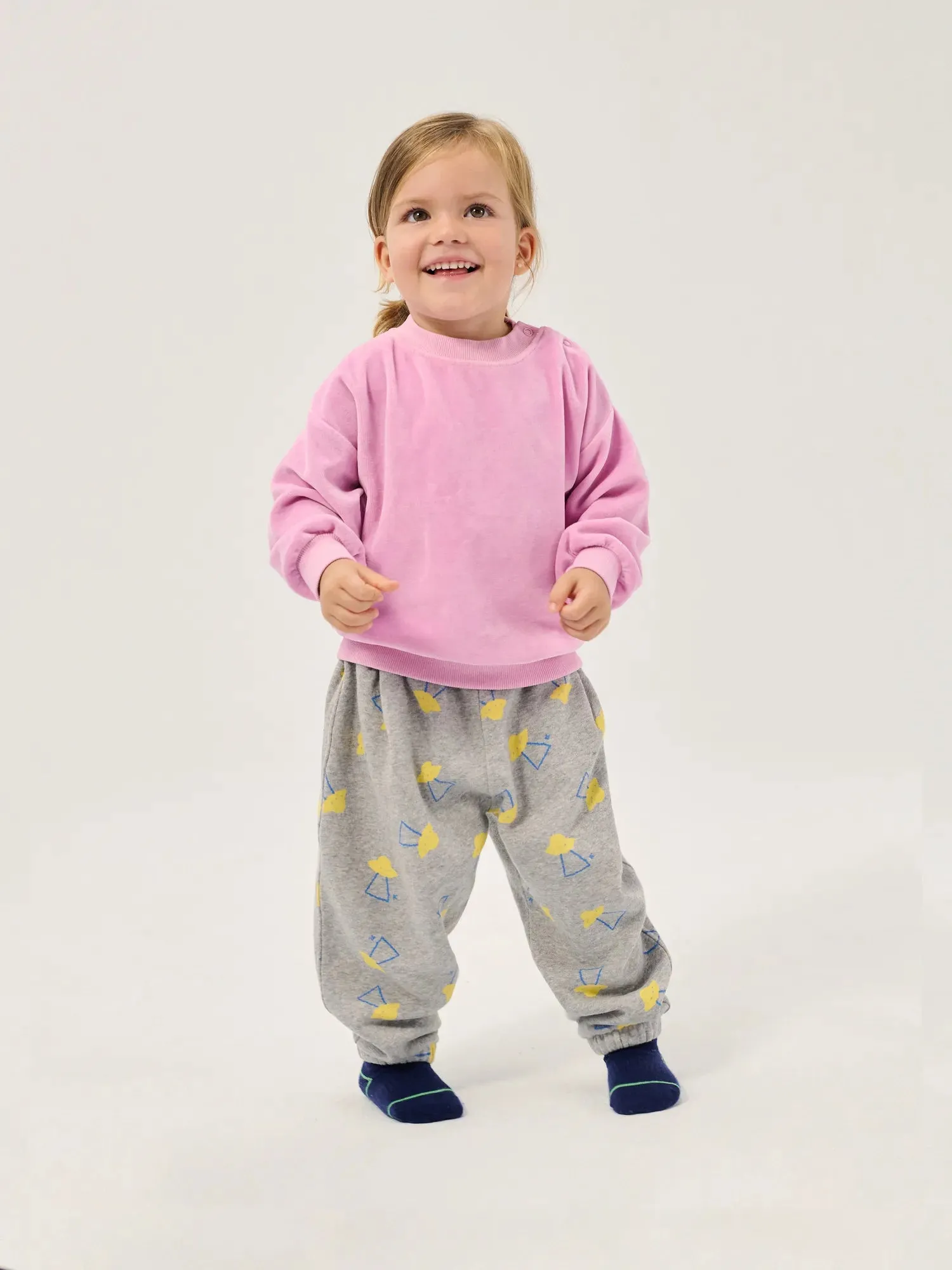 Bobo Choses Booo Tag velvet sweatshirt 3M lyserød