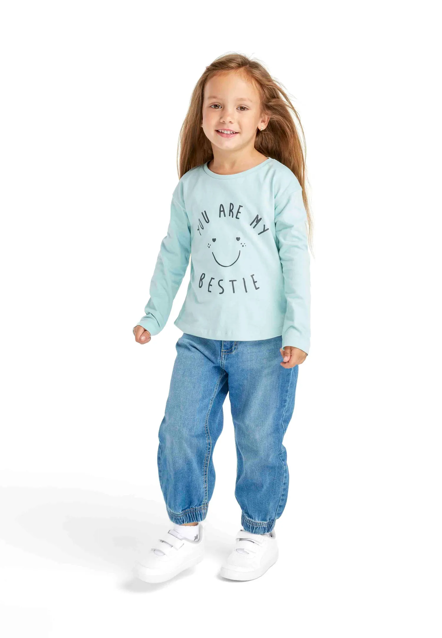 Minoti 39669 langærmet t-shirt mint piger bomuld