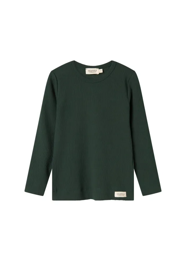 MarMar Plain Tee LS T-shirt Dark Leaf rib langærmet
