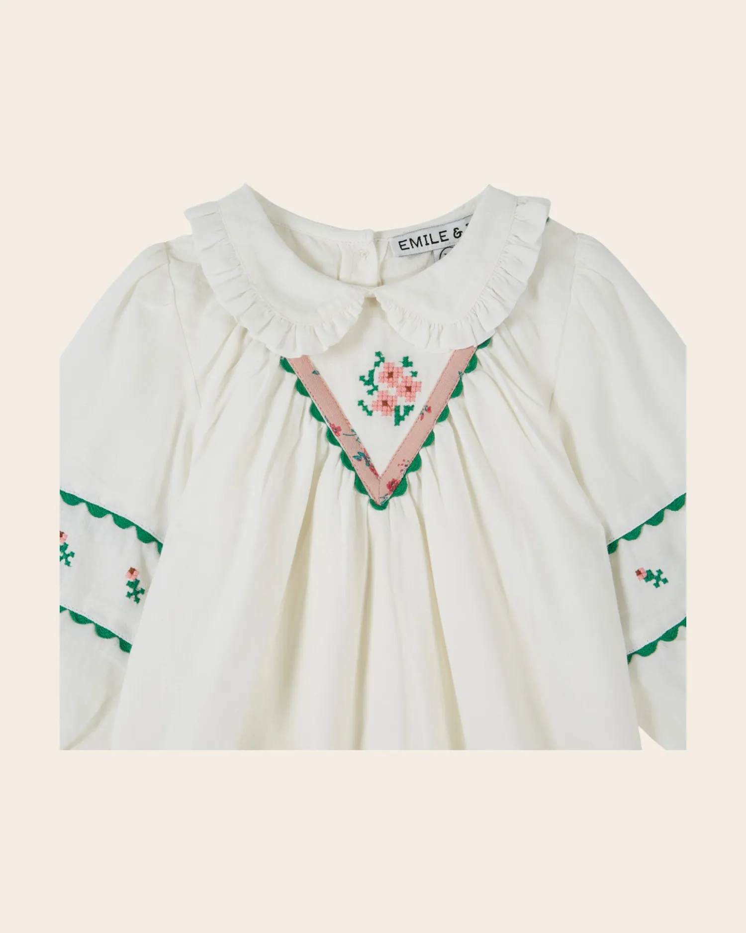 Emile et Ida Barboteuse sparkdragt ecru blomsterbroderi