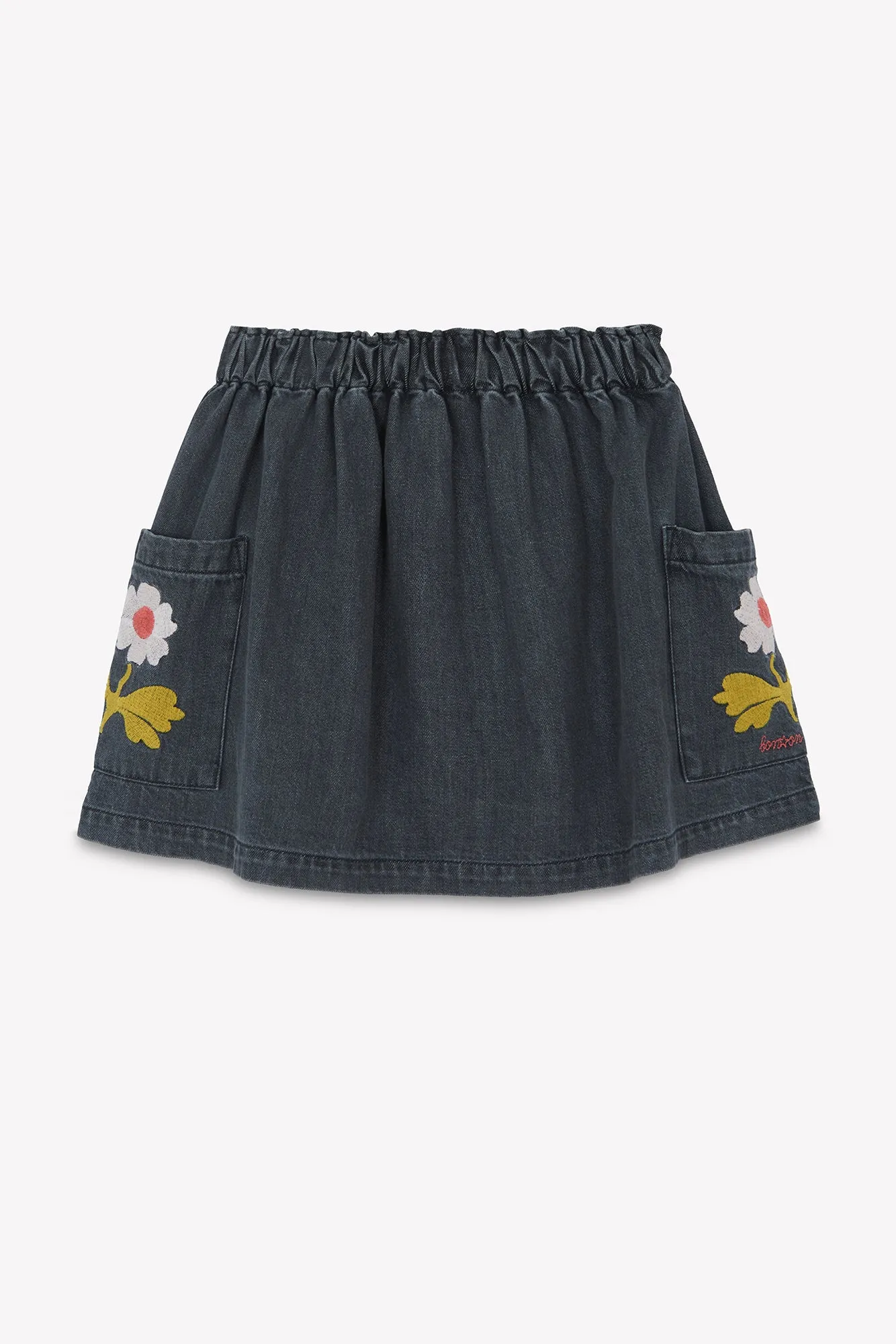Bonton Mochi nederdel denim grå elastik blomst