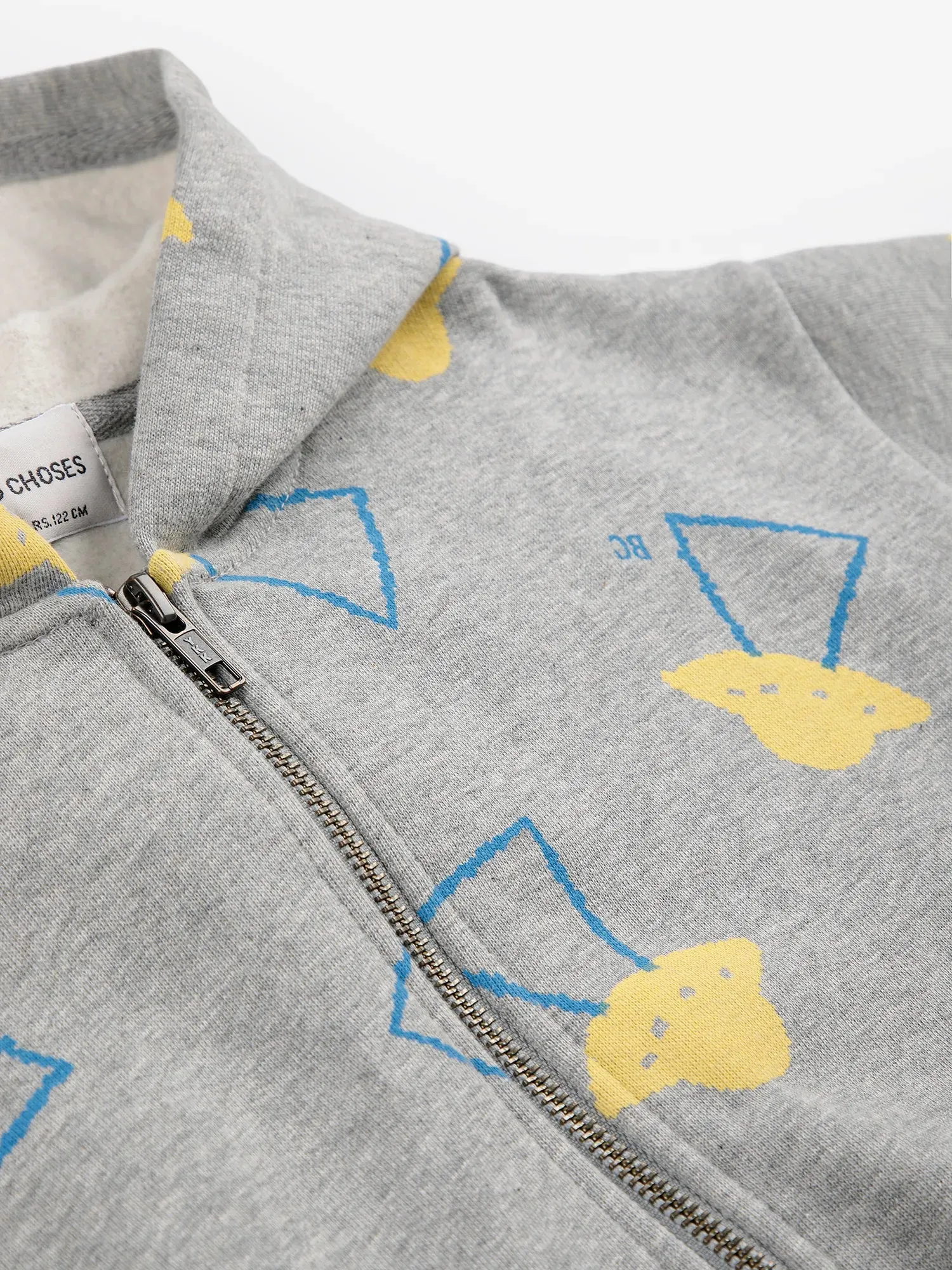Bobo Choses Pixel Abduction All Over Zipped Hoodie hættetrøje grå