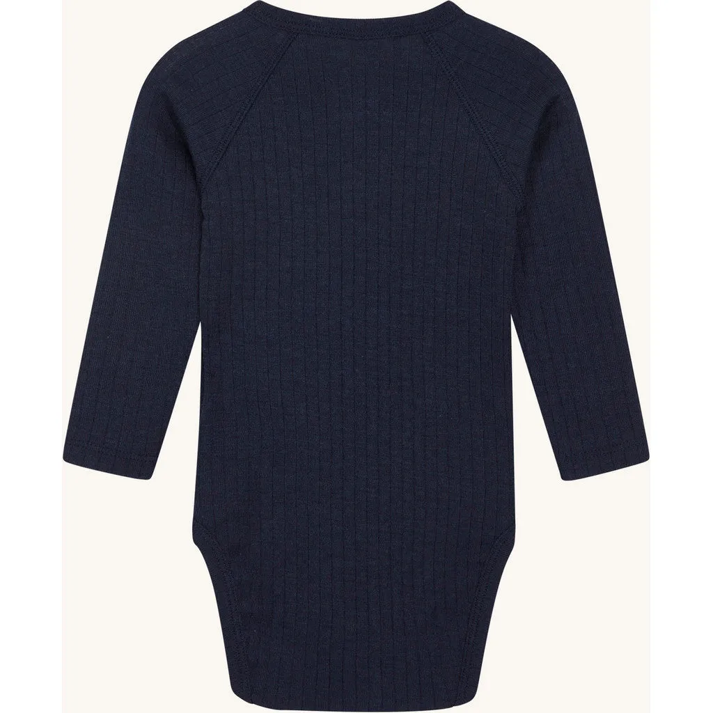 Hust & Claire Billi Pointelle body More Navy uld silke